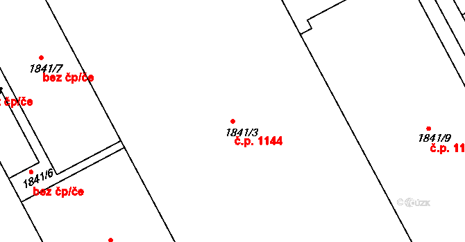 Hradec Králové 1144 na parcele st. 1841/3 v KÚ Slezské Předměstí, Katastrální mapa