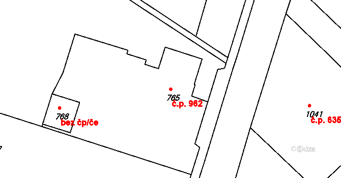 Rumburk 1 962, Rumburk na parcele st. 765 v KÚ Rumburk, Katastrální mapa