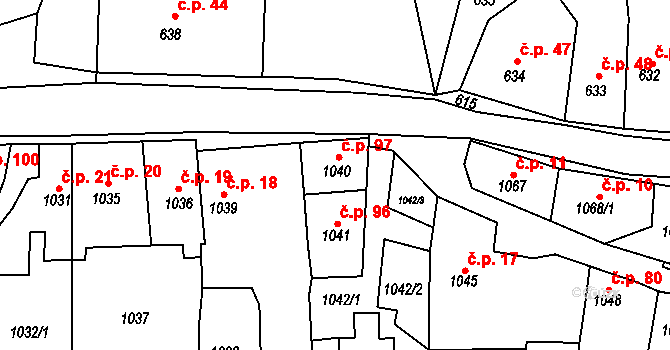 Úštěk-České Předměstí 97, Úštěk na parcele st. 1040 v KÚ Úštěk, Katastrální mapa