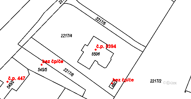 Zlín 5394 na parcele st. 8506 v KÚ Zlín, Katastrální mapa