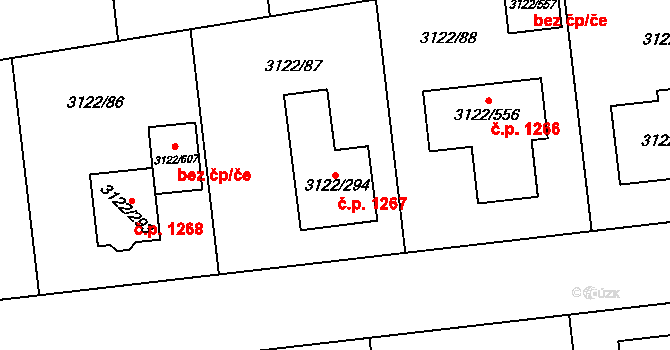 Pohořelice 1267 na parcele st. 3122/294 v KÚ Pohořelice nad Jihlavou, Katastrální mapa