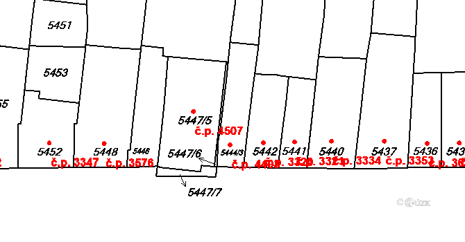 Židenice 4403, Brno na parcele st. 5444/3 v KÚ Židenice, Katastrální mapa