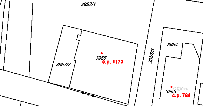 Dolní Lutyně 1173 na parcele st. 3955 v KÚ Dolní Lutyně, Katastrální mapa