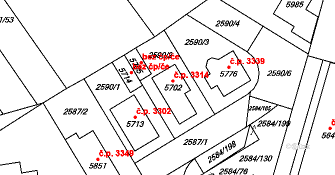 Břeclav 3314 na parcele st. 5702 v KÚ Břeclav, Katastrální mapa