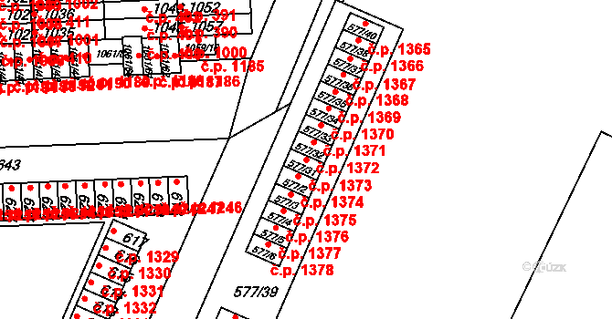 Klokoty 1373, Tábor na parcele st. 577/31 v KÚ Klokoty, Katastrální mapa