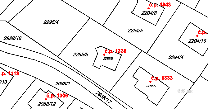 Rýmařov 1335 na parcele st. 2295/8 v KÚ Rýmařov, Katastrální mapa