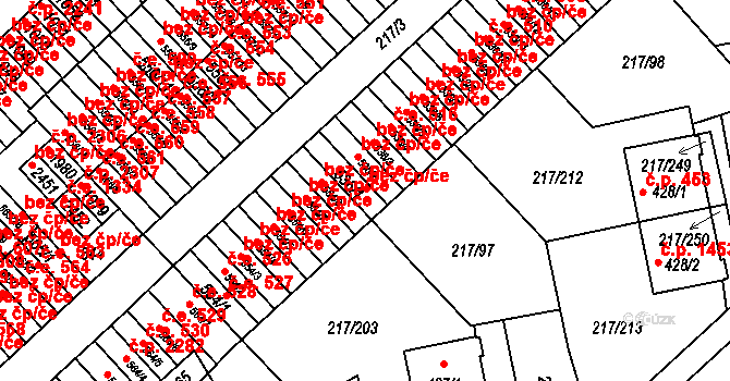 Sezimovo Ústí 519 na parcele st. 536/1 v KÚ Sezimovo Ústí, Katastrální mapa