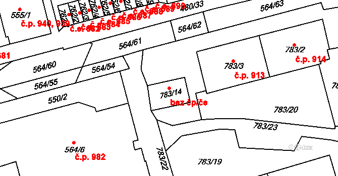 Litvínov 38024110 na parcele st. 783/14 v KÚ Horní Litvínov, Katastrální mapa
