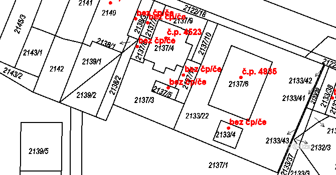 Chomutov 43011110 na parcele st. 2137/5 v KÚ Chomutov II, Katastrální mapa