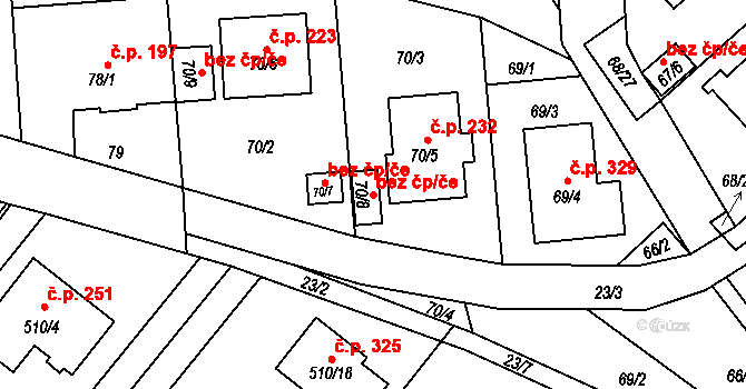 Chlebičov 43769110 na parcele st. 70/8 v KÚ Chlebičov, Katastrální mapa