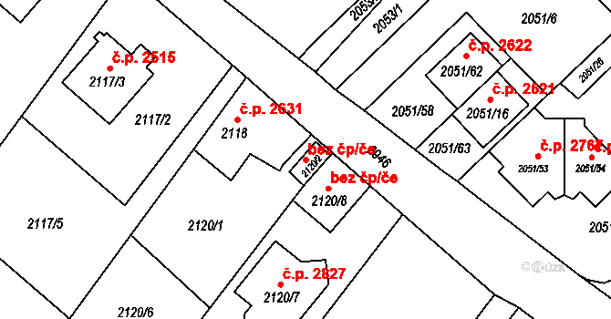 Opava 43798110 na parcele st. 2120/2 v KÚ Opava-Předměstí, Katastrální mapa