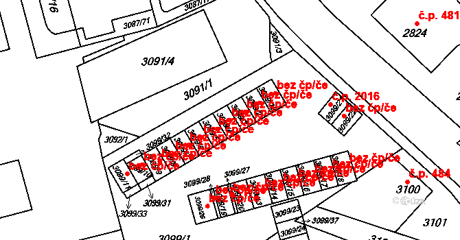 Hranice 105, Karviná na parcele st. 3099/4 v KÚ Karviná-město, Katastrální mapa