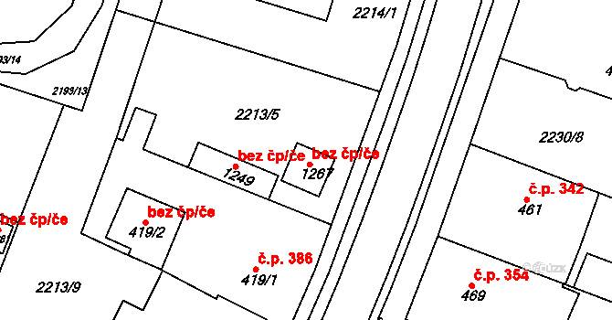 Bor 44035110 na parcele st. 1267 v KÚ Bor u Tachova, Katastrální mapa