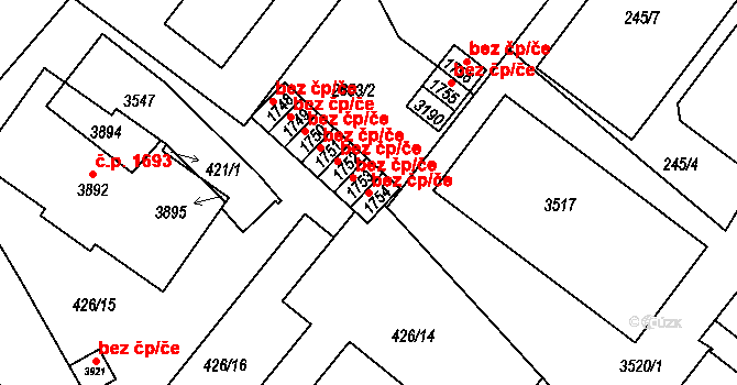 Humpolec 45233110 na parcele st. 1754 v KÚ Humpolec, Katastrální mapa