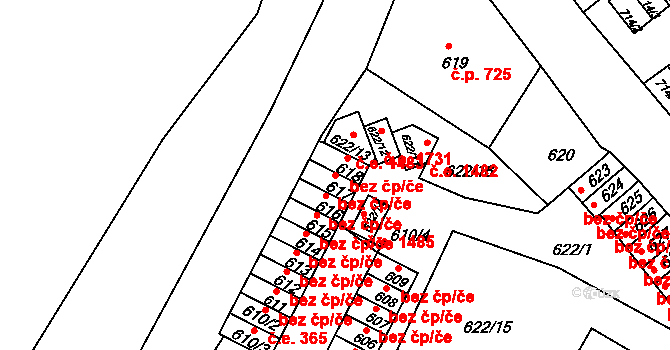 Děčín 47096110 na parcele st. 617 v KÚ Děčín, Katastrální mapa
