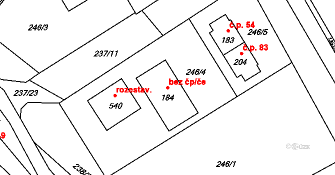 Jarošov nad Nežárkou 47565110 na parcele st. 184 v KÚ Jarošov nad Nežárkou, Katastrální mapa