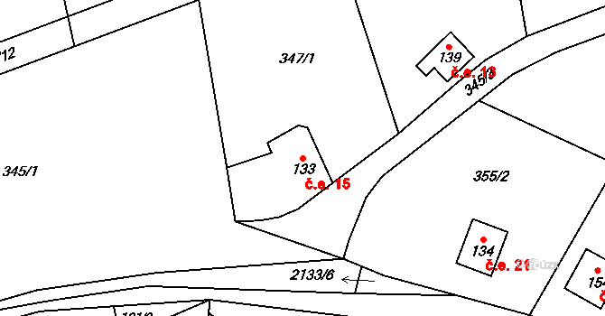 Žichlice 15, Hromnice na parcele st. 133 v KÚ Žichlice u Hromnic, Katastrální mapa