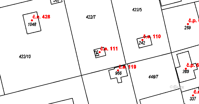 Čisovice 111 na parcele st. 243 v KÚ Čisovice, Katastrální mapa