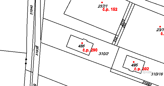 Malá Skalice 290, Česká Skalice na parcele st. 486 v KÚ Malá Skalice, Katastrální mapa