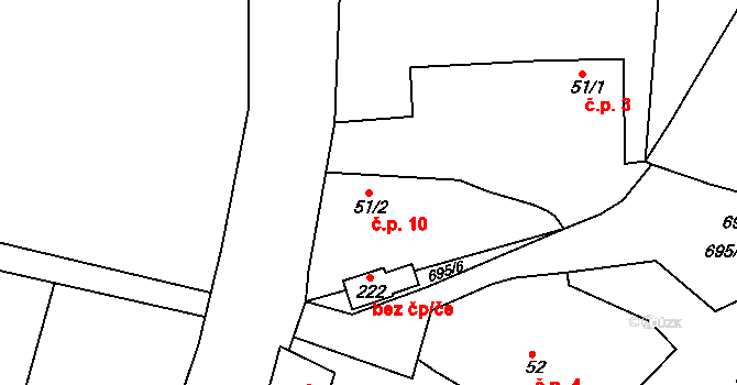 Pelechov 10, Lipoltice na parcele st. 51/2 v KÚ Lipoltice, Katastrální mapa