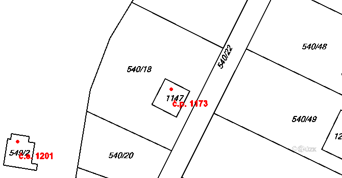 Ládví 1173, Kamenice na parcele st. 1147 v KÚ Ládví, Katastrální mapa
