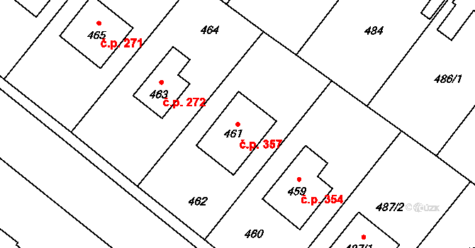 Kopřivnice 357 na parcele st. 461 v KÚ Kopřivnice, Katastrální mapa
