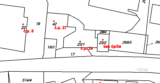Svatava 24, Černovice na parcele st. 23/1 v KÚ Svatava u Černovic, Katastrální mapa