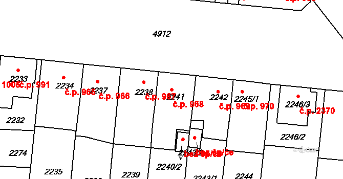 Louny 968 na parcele st. 2241 v KÚ Louny, Katastrální mapa