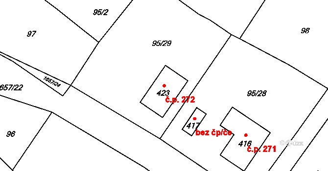 Opatovice 272 na parcele st. 423 v KÚ Opatovice u Hranic, Katastrální mapa