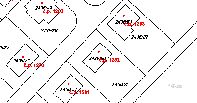 Lovosice 1282 na parcele st. 2436/56 v KÚ Lovosice, Katastrální mapa