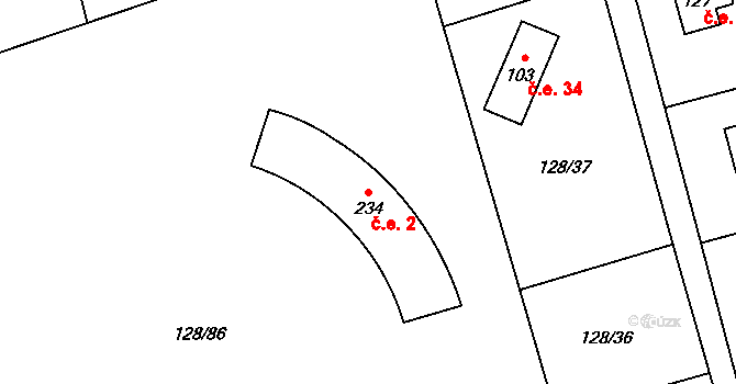 Budínek 2, Svaté Pole na parcele st. 234 v KÚ Svaté Pole, Katastrální mapa