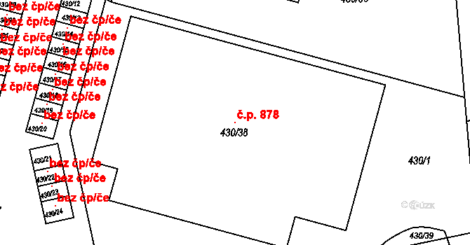 Habartov 878 na parcele st. 430/38 v KÚ Habartov, Katastrální mapa