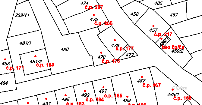 Morkovice 176, Morkovice-Slížany na parcele st. 478 v KÚ Morkovice, Katastrální mapa