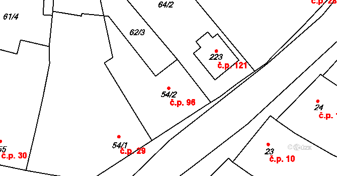 Zahnašovice 96 na parcele st. 54/2 v KÚ Zahnašovice, Katastrální mapa