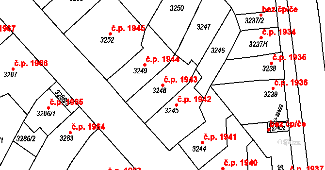 Znojmo 1943 na parcele st. 3248 v KÚ Znojmo-město, Katastrální mapa
