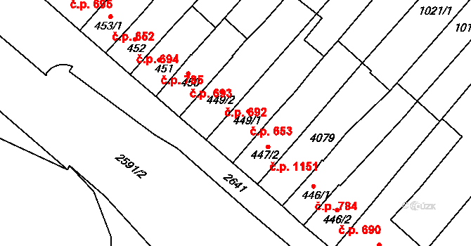 Lipník nad Bečvou I-Město 653, Lipník nad Bečvou na parcele st. 449/1 v KÚ Lipník nad Bečvou, Katastrální mapa