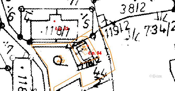 Loučky 54, Verneřice na parcele st. 118/2 v KÚ Loučky u Verneřic, Katastrální mapa
