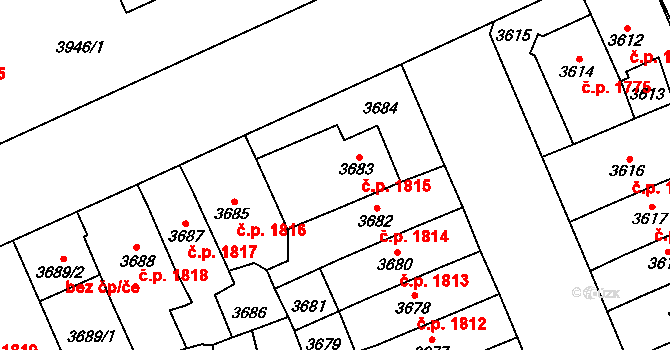 Jihlava 1815 na parcele st. 3683 v KÚ Jihlava, Katastrální mapa