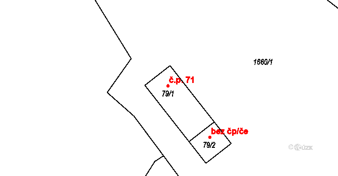 Guty 71, Třinec na parcele st. 79/1 v KÚ Guty, Katastrální mapa