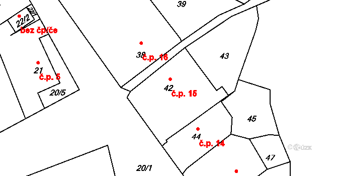 Sosnová 15 na parcele st. 42 v KÚ Sosnová u České Lípy, Katastrální mapa
