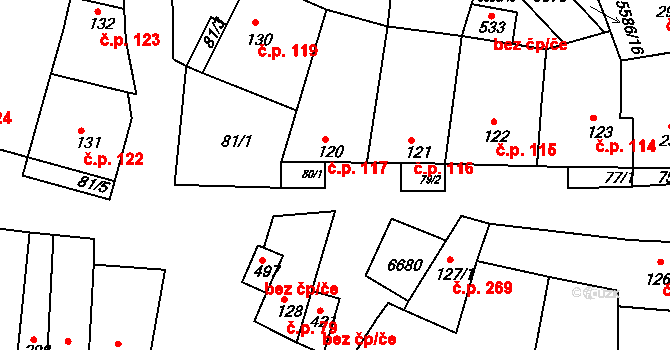 Archlebov 117 na parcele st. 120 v KÚ Archlebov, Katastrální mapa