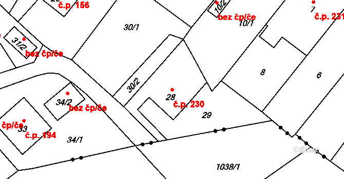 Janovice 230, Rýmařov na parcele st. 28 v KÚ Janušov, Katastrální mapa