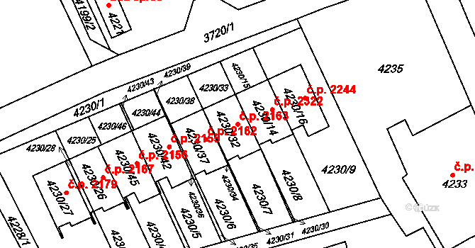 Pod Bezručovým vrchem 2163, Krnov na parcele st. 4230/32 v KÚ Krnov-Horní Předměstí, Katastrální mapa