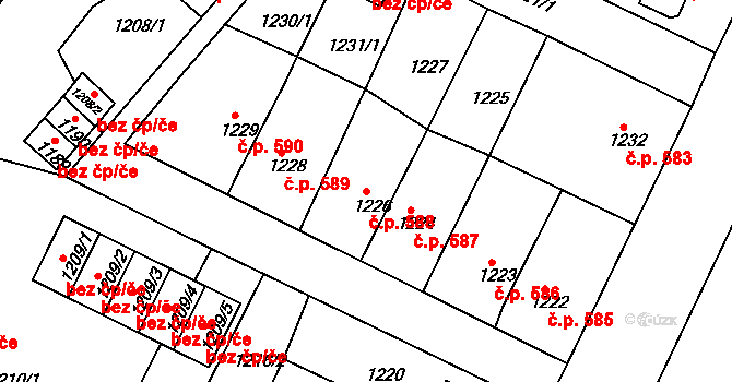 Rýmařov 588 na parcele st. 1226 v KÚ Rýmařov, Katastrální mapa