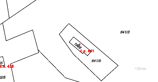 Morávka 441 na parcele st. 1986 v KÚ Morávka, Katastrální mapa