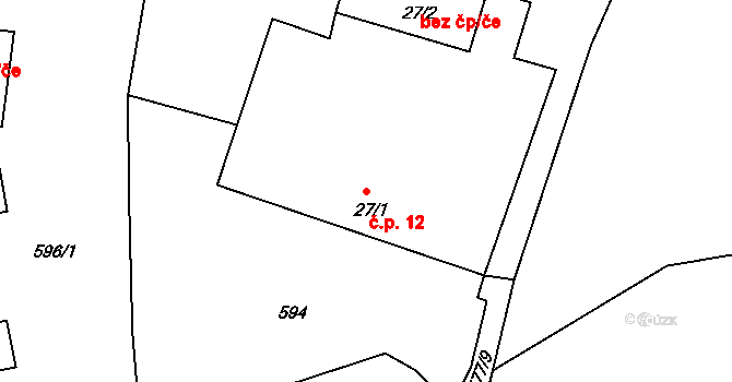 Lovětín 12, Jarošov nad Nežárkou na parcele st. 27/1 v KÚ Lovětín, Katastrální mapa