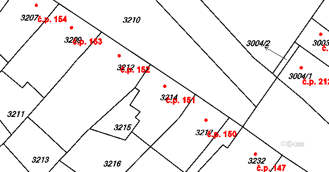 Mimoň I 151, Mimoň na parcele st. 3214 v KÚ Mimoň, Katastrální mapa