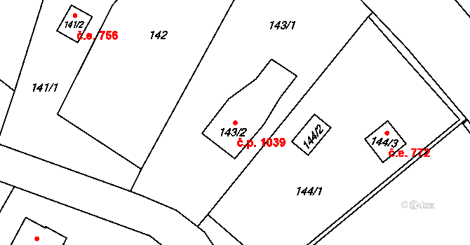 Poruba 1039, Orlová na parcele st. 143/2 v KÚ Poruba u Orlové, Katastrální mapa