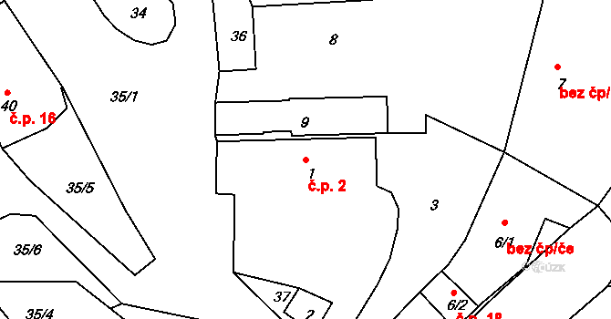 Libov 2, Chuderov na parcele st. 1 v KÚ Libov, Katastrální mapa