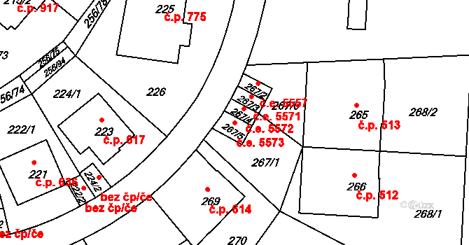 Klíše 5573, Ústí nad Labem na parcele st. 267/5 v KÚ Klíše, Katastrální mapa